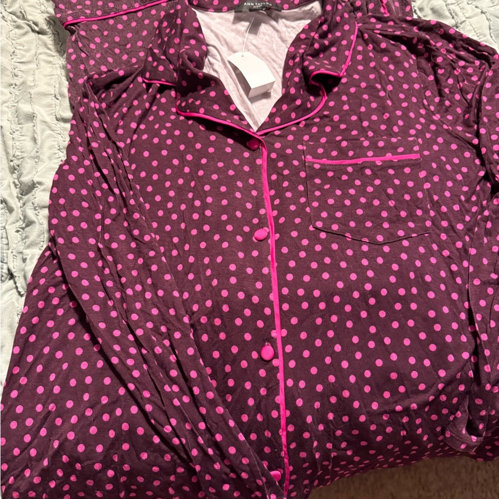 Ann Taylor chocolate and Pink Polka Dot Sleepwear